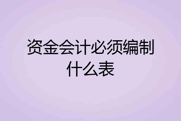资金会计必须编制什么表