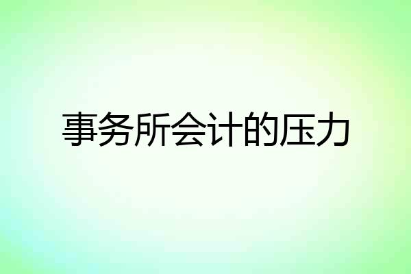 事务所会计的压力