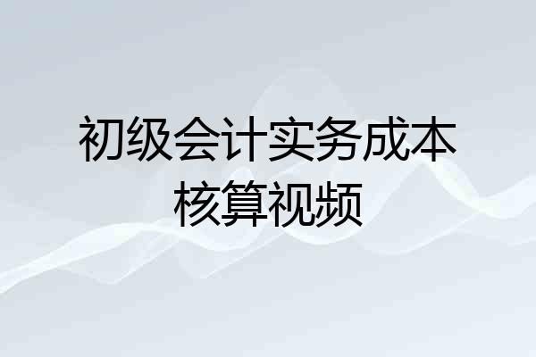 初级会计实务成本核算视频