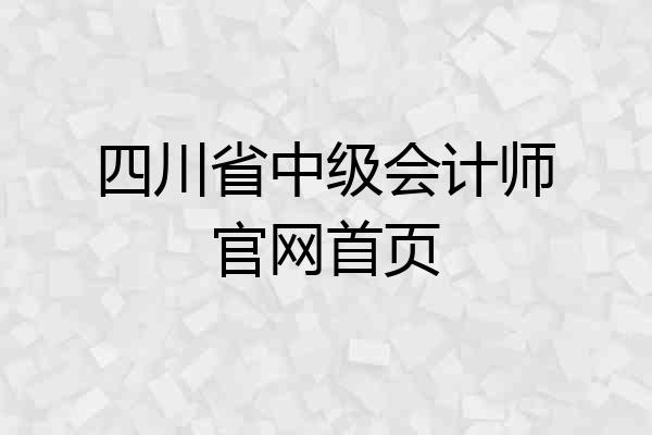 四川省中级会计师官网首页