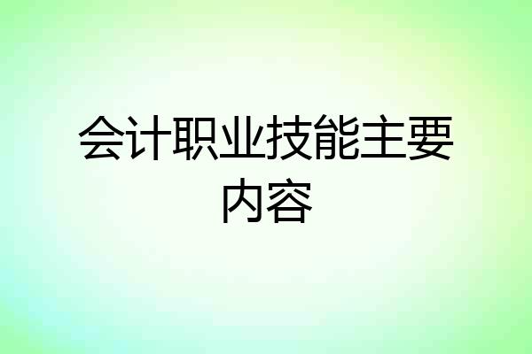 会计职业技能主要内容