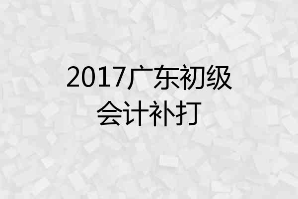 2017广东初级会计补打