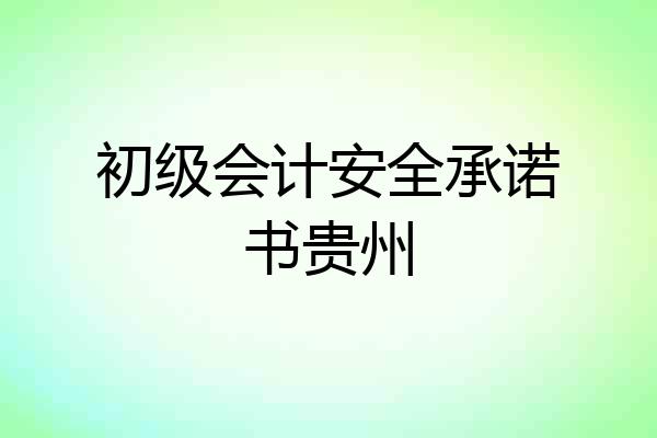 初级会计安全承诺书贵州