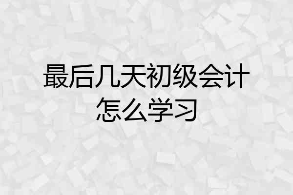 最后几天初级会计怎么学习