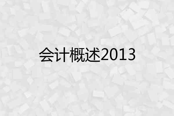 会计概述2013