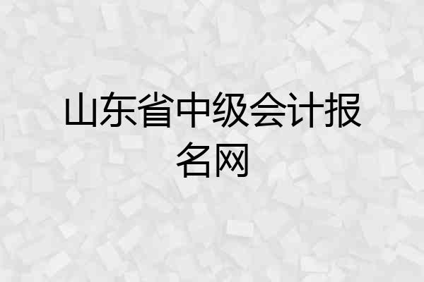 山东省中级会计报名网