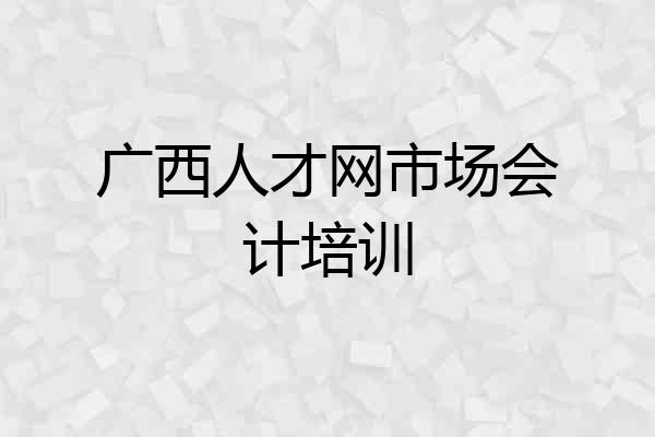广西人才网市场会计培训