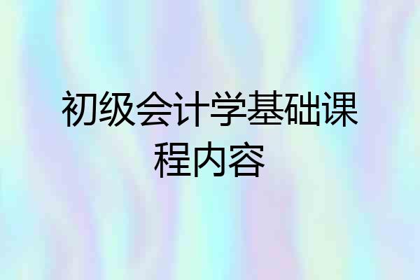初级会计学基础课程内容
