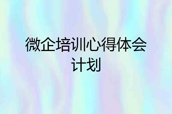 微企培训心得体会计划