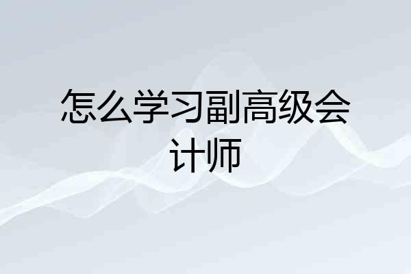 怎么学习副高级会计师