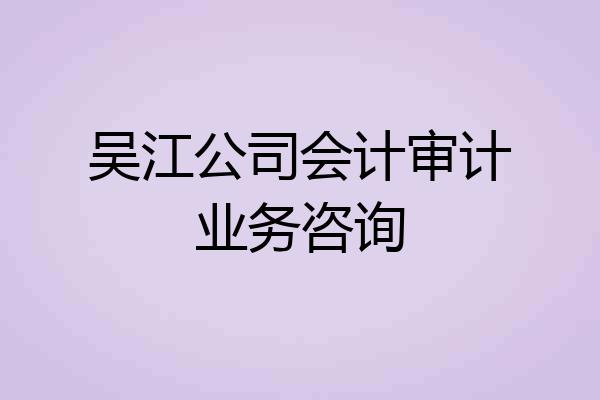 吴江公司会计审计业务咨询