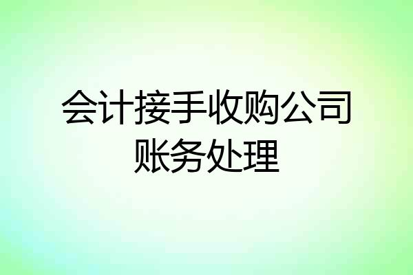 会计接手收购公司账务处理