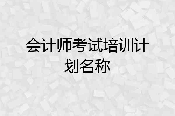 会计师考试培训计划名称