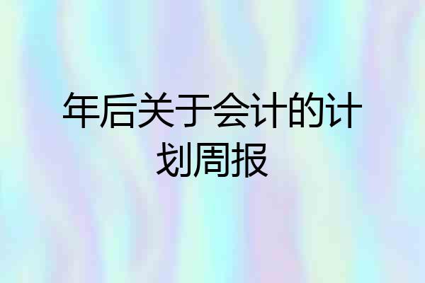 年后关于会计的计划周报