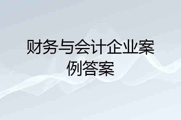 财务与会计企业案例答案