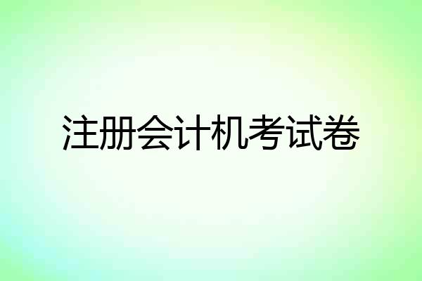 注册会计机考试卷