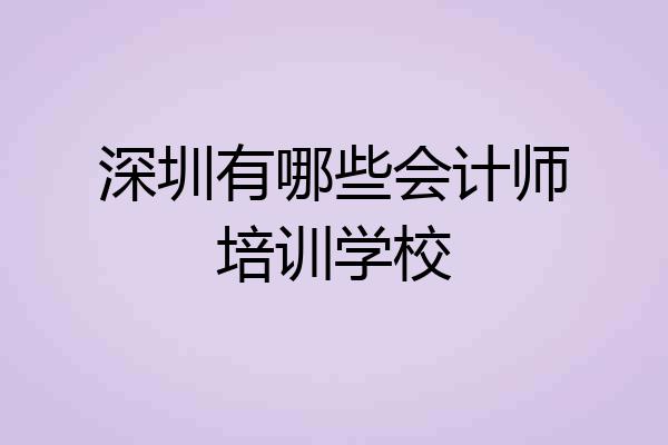 深圳有哪些会计师培训学校