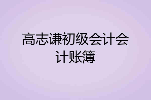 高志谦初级会计会计账簿