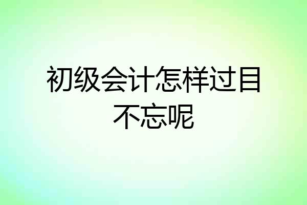 初级会计怎样过目不忘呢
