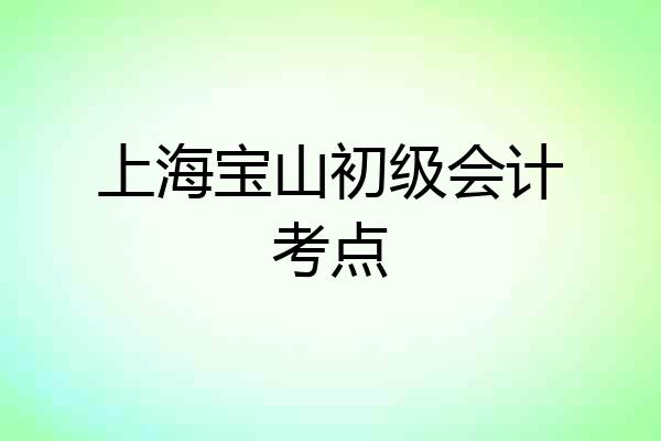 上海宝山初级会计考点