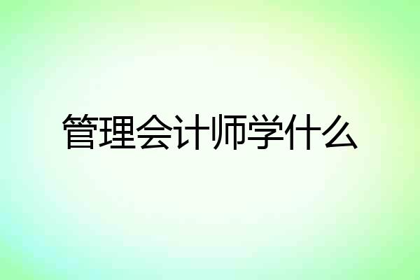 管理会计师学什么