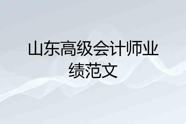 山东高级会计师业绩范文