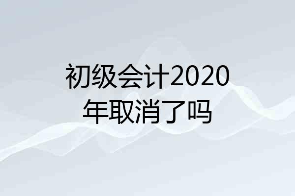初级会计2020年取消了吗