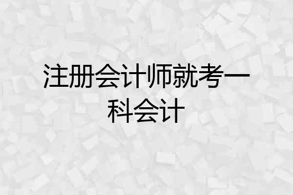 注册会计师就考一科会计