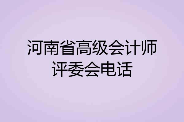 河南省高级会计师评委会电话