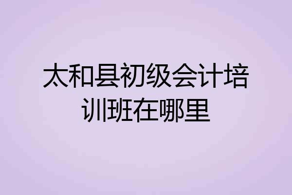 太和县初级会计培训班在哪里