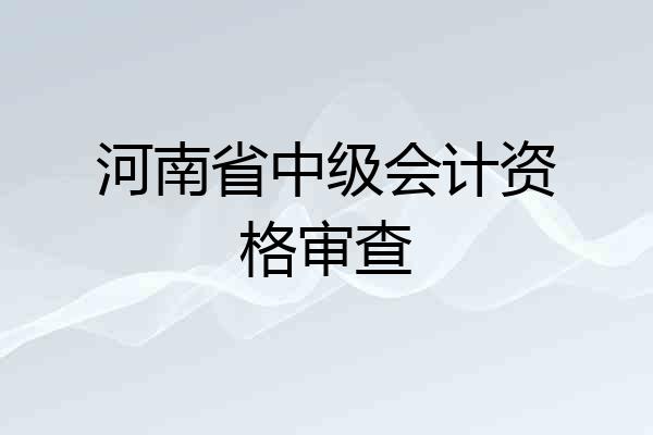 河南省中级会计资格审查