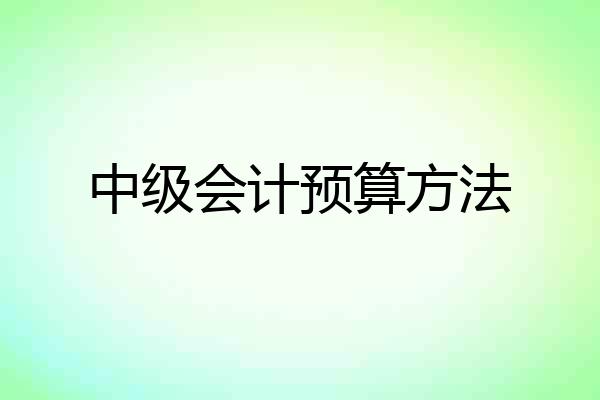 中级会计预算方法