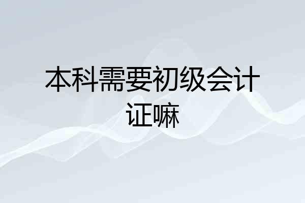 本科需要初级会计证嘛