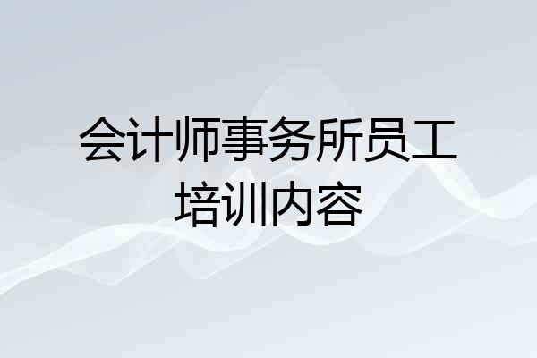 会计师事务所员工培训内容