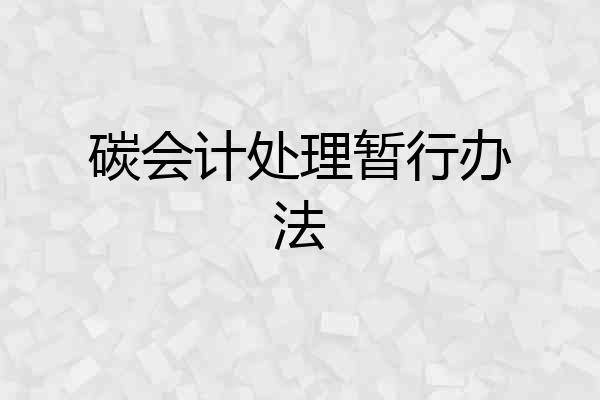 碳会计处理暂行办法
