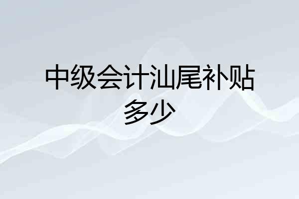中级会计汕尾补贴多少