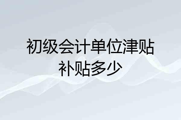 初级会计单位津贴补贴多少