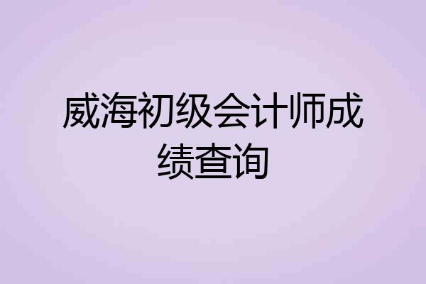 威海初级会计师成绩查询