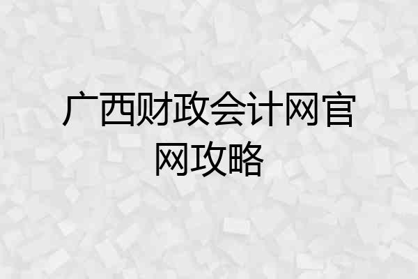 广西财政会计网官网攻略