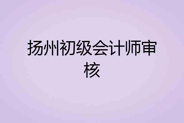 扬州初级会计师审核