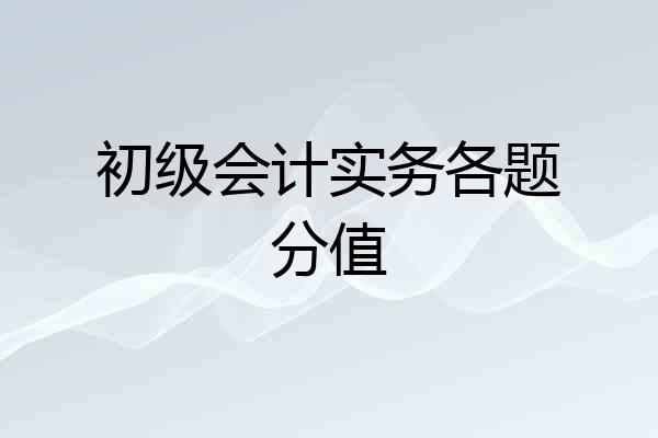 初级会计实务各题分值