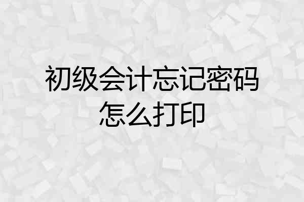 初级会计忘记密码怎么打印