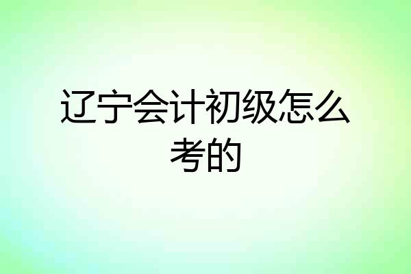 辽宁会计初级怎么考的