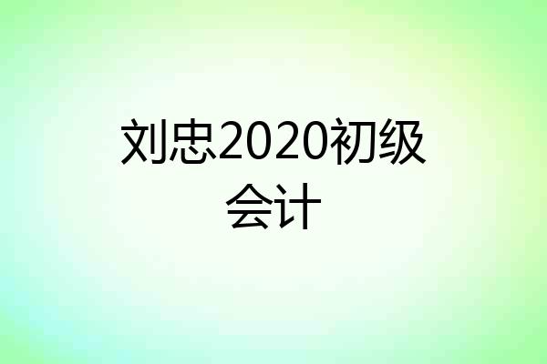 刘忠2020初级会计