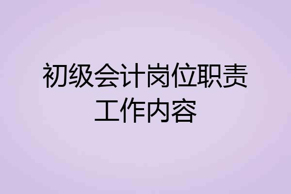 初级会计岗位职责工作内容