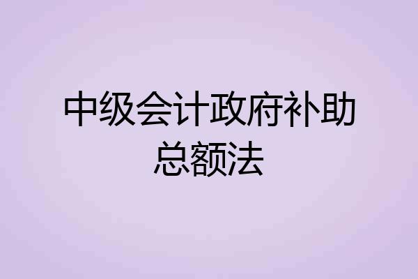 中级会计政府补助总额法