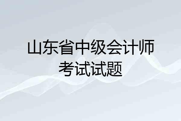 山东省中级会计师考试试题