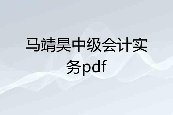 马靖昊中级会计实务pdf
