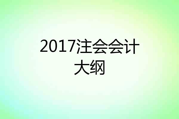 2017注会会计大纲