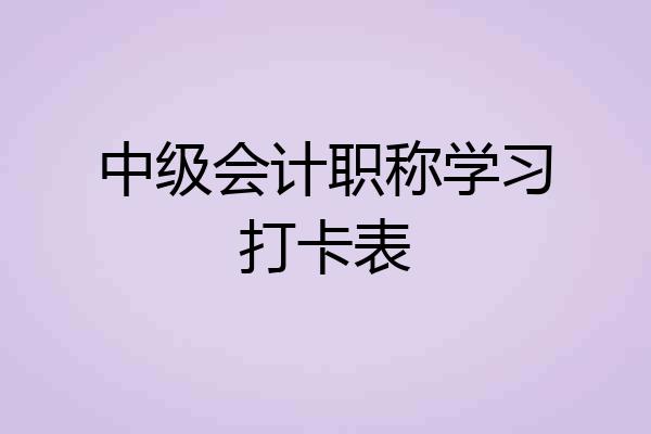 中级会计职称学习打卡表